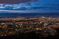 View to the Sofia city at dusk. View from the Kopitoto Hill, Vitosha Mountain, Bulgaria Royalty Free Stock Photo