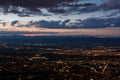 View to the Sofia city at dusk. View from the Kopitoto Hill, Vitosha Mountain, Bulgaria Royalty Free Stock Photo
