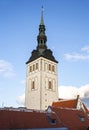 View to St. Nicholas Church and roofs of The Old Town of Tallinn, Estonia Royalty Free Stock Photo