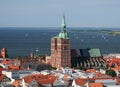 View To St. Nikolai Cathedral In The Historic District Of Stralsund And The Island Ruegen In The Background Baltic Sea Germany