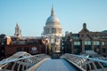A view to St Paul`s Cathedral from Millenium Bridge across Thame Royalty Free Stock Photo