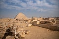 View to Step pyramid of Djoser in Saqqara from pyramid of Unas, an archeological remain in the Saqqara necropolis, Egypt Royalty Free Stock Photo