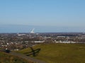 View to the still very industrial Ruhr area in Germany from the Hoheward coal heap. A popular excursion destination