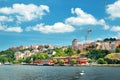 View to Stockholm with a ferry from sea Royalty Free Stock Photo