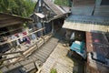 View to the street of the Kupo Saba longhouse at Annah Rais Bidayuh village in Kuching, Malaysia.