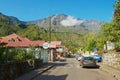 View to the street of the town of Fond de Rond Point in Saint-Denis De La Reunion, France.