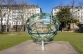 View to sundial at the park at river Main in Frankfurt, Germany