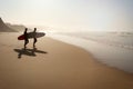 View to Surfer beach Praia do Lagido and island Baleal in summer, Peniche Portugal Royalty Free Stock Photo