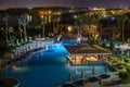 View to swimming pool, red sea and palm trees on beach, Sharm El Sheikh, Egypt Royalty Free Stock Photo