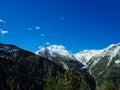 view to the swiss alps and snowy mountains Royalty Free Stock Photo