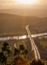 A view to Tay river bridge in sunset light Royalty Free Stock Photo