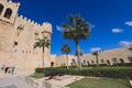 View to the 15th-century defensive fortress Citadel of Qaitbay with no people around, located on the Mediterranean sea coast, in A Royalty Free Stock Photo
