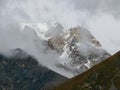 View to Thorong La Pass from Muktinath, Nepal Royalty Free Stock Photo