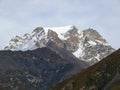 View to Thorong La Pass from Muktinath, Nepal Royalty Free Stock Photo