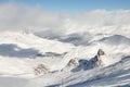 View to Tignes valley from mountains Royalty Free Stock Photo