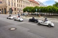 View to tiny hot rods in downtown Berlin near the historic square Gendarmenmarkt Royalty Free Stock Photo