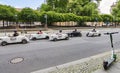 View to tiny hot rods in downtown Berlin near the historic square Gendarmenmarkt Royalty Free Stock Photo