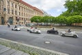 View to tiny hot rods in downtown Berlin near the historic square Gendarmenmarkt Royalty Free Stock Photo