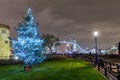 View to the Tower Bridge in London with a Christmas tree in front Royalty Free Stock Photo