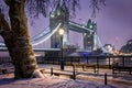 View to the Tower Bridge of London on a cold winter evening Royalty Free Stock Photo