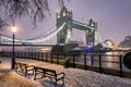 View to the Tower Bridge of London on a cold winter night Royalty Free Stock Photo