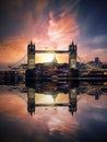 View to the Tower Bridge of London, UK, during sunset time Royalty Free Stock Photo