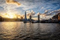 View to the Tower Bridge and modern skyline of London, United Kingdom Royalty Free Stock Photo