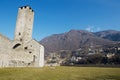 View to the tower of the Castelgrande castle in Bellinzona, Switzerland.