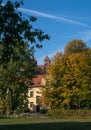 View to the tower of the collegiate church called saint Servatius