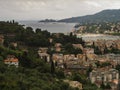 A view to the town of Rapalllo and Ligurian sea from the hill, Liguria, Italy Royalty Free Stock Photo