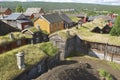 View to the traditional houses of the copper mines town of Roros, Norway.