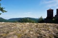 View to Trifels castle over a rock wall Royalty Free Stock Photo