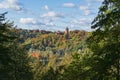 View to Turaida Castle and valley of river Gauja on sunny autumn day Royalty Free Stock Photo