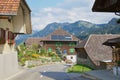 View to the typical countryside houses in Emmental, Switzerland.