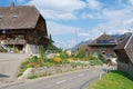 View to the typical countryside houses in Emmental, Switzerland.