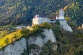 View to Tyrol castle at Dorf Tirol, South tyrol, Italy seen from hiking trail