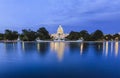 View to US Capitol at night