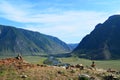 View to the valley of Chulyshman river, Altai