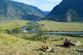 View to the valley of Chulyshman river, Altai