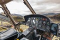 View to a valley next to the Eyjafjallajokull volcano Iceland from a helicopter cockpit Royalty Free Stock Photo