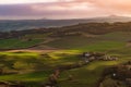 A view to the valley of the river Tay in golden sunset light Royalty Free Stock Photo