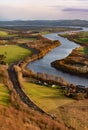 A view to the valley of the river Tay in golden sunset light Royalty Free Stock Photo