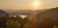 view to the valley at sunset