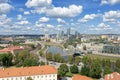 View to Vilnius old city, modern downtown and Neris river in Vilnius, Lithuania