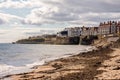 A view to Whitley Bay town and its coastline from the beach, England