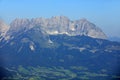 View to Wilder Kaiser and Kaiser Mountains in Tyrol. Austria