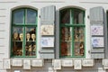 View to the windows of a souvenir shop in Meissen, Germany.