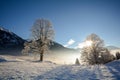 View to a winter landscape with mountain range, Gasteinertal valley near Bad Gastein, Pongau Alps Royalty Free Stock Photo