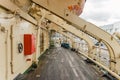 View to wooden deck of an ice breaker ship Royalty Free Stock Photo