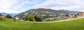 View to Zillertal valley with sunset over Kaltenbach mountain range and ski area, Austrian alps in Tirol, Austria Europe Royalty Free Stock Photo